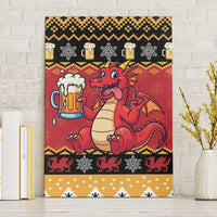 Carmarthenshire Wales Christmas Canvas Wall Art Funny Welsh Red Dragon Beer Xmas - Wonder Print Shop