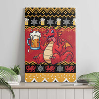 Carmarthenshire Wales Christmas Canvas Wall Art Funny Welsh Red Dragon Beer Xmas - Wonder Print Shop