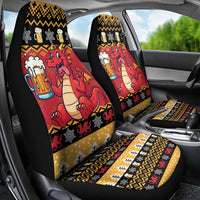 Carmarthenshire Wales Christmas Car Seat Cover Funny Welsh Red Dragon Beer Xmas - Wonder Print Shop