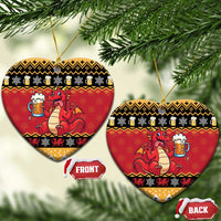 Carmarthenshire Wales Christmas Ceramic Ornament Funny Welsh Red Dragon Beer Xmas - Wonder Print Shop