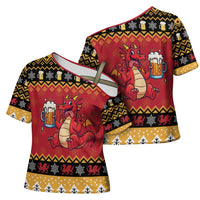 Carmarthenshire Wales Christmas Cross Shoulder Shirt Funny Welsh Red Dragon Beer Xmas - Wonder Print Shop