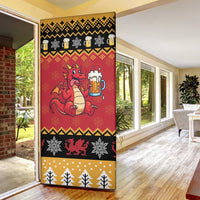Carmarthenshire Wales Christmas Door Cover Funny Welsh Red Dragon Beer Xmas - Wonder Print Shop