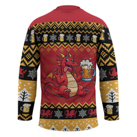 Carmarthenshire Wales Christmas Hockey Jersey Funny Welsh Red Dragon Beer Xmas - Wonder Print Shop
