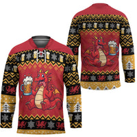 Carmarthenshire Wales Christmas Hockey Jersey Funny Welsh Red Dragon Beer Xmas - Wonder Print Shop