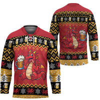 Carmarthenshire Wales Christmas Hockey Jersey Funny Welsh Red Dragon Beer Xmas - Wonder Print Shop