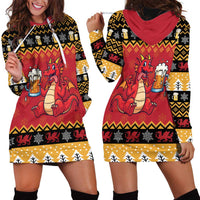 Carmarthenshire Wales Christmas Hoodie Dress Funny Welsh Red Dragon Beer Xmas - Wonder Print Shop