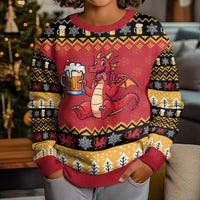 Carmarthenshire Wales Christmas Kid Ugly Christmas Sweater Funny Welsh Red Dragon Beer Xmas - Wonder Print Shop