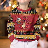 Carmarthenshire Wales Christmas Kid Ugly Christmas Sweater Funny Welsh Red Dragon Beer Xmas - Wonder Print Shop