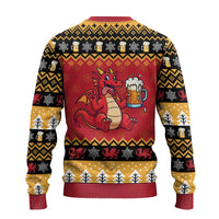 Carmarthenshire Wales Christmas Ugly Christmas Sweater Funny Welsh Red Dragon Beer Xmas - Wonder Print Shop