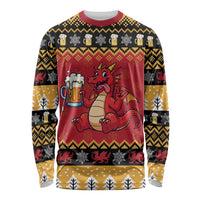 Carmarthenshire Wales Christmas Long Sleeve Shirt Funny Welsh Red Dragon Beer Xmas - Wonder Print Shop