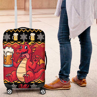 Carmarthenshire Wales Christmas Luggage Cover Funny Welsh Red Dragon Beer Xmas - Wonder Print Shop