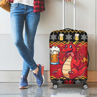 Carmarthenshire Wales Christmas Luggage Cover Funny Welsh Red Dragon Beer Xmas - Wonder Print Shop