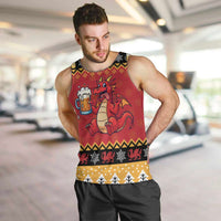 Carmarthenshire Wales Christmas Men Tank Top Funny Welsh Red Dragon Beer Xmas - Wonder Print Shop