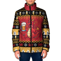 Carmarthenshire Wales Christmas Padded Jacket Funny Welsh Red Dragon Beer Xmas - Wonder Print Shop