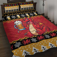Carmarthenshire Wales Christmas Quilt Bed Set Funny Welsh Red Dragon Beer Xmas - Wonder Print Shop