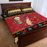 Carmarthenshire Wales Christmas Quilt Bed Set Funny Welsh Red Dragon Beer Xmas - Wonder Print Shop