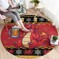 Carmarthenshire Wales Christmas Round Carpet Funny Welsh Red Dragon Beer Xmas - Wonder Print Shop
