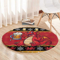 Carmarthenshire Wales Christmas Round Carpet Funny Welsh Red Dragon Beer Xmas - Wonder Print Shop