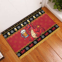 Carmarthenshire Wales Christmas Rubber Doormat Funny Welsh Red Dragon Beer Xmas - Wonder Print Shop
