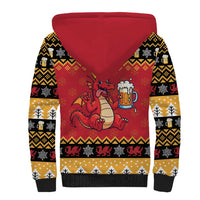 Carmarthenshire Wales Christmas Sherpa Hoodie Funny Welsh Red Dragon Beer Xmas - Wonder Print Shop