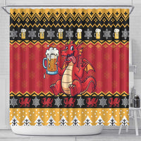Carmarthenshire Wales Christmas Shower Curtain Funny Welsh Red Dragon Beer Xmas - Wonder Print Shop