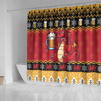 Carmarthenshire Wales Christmas Shower Curtain Funny Welsh Red Dragon Beer Xmas - Wonder Print Shop