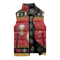 Carmarthenshire Wales Christmas Sleeveless Puffer Jacket Funny Welsh Red Dragon Beer Xmas - Wonder Print Shop