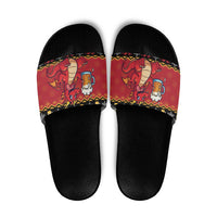Carmarthenshire Wales Christmas Slide Sandals Funny Welsh Red Dragon Beer Xmas - Wonder Print Shop