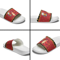 Carmarthenshire Wales Christmas Slide Sandals Funny Welsh Red Dragon Beer Xmas - Wonder Print Shop