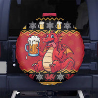 Carmarthenshire Wales Christmas Spare Tire Cover Funny Welsh Red Dragon Beer Xmas - Wonder Print Shop