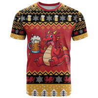 Carmarthenshire Wales Christmas T Shirt Funny Welsh Red Dragon Beer Xmas - Wonder Print Shop