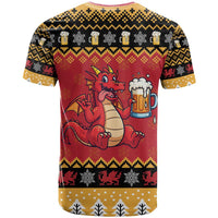 Carmarthenshire Wales Christmas T Shirt Funny Welsh Red Dragon Beer Xmas - Wonder Print Shop