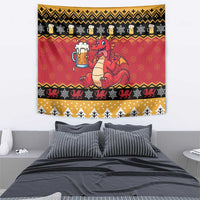Carmarthenshire Wales Christmas Tapestry Funny Welsh Red Dragon Beer Xmas - Wonder Print Shop
