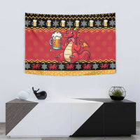 Carmarthenshire Wales Christmas Tapestry Funny Welsh Red Dragon Beer Xmas - Wonder Print Shop