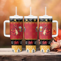 Carmarthenshire Wales Christmas Tumbler With Handle Funny Welsh Red Dragon Beer Xmas - Wonder Print Shop