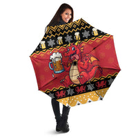 Carmarthenshire Wales Christmas Umbrella Funny Welsh Red Dragon Beer Xmas - Wonder Print Shop