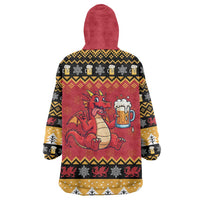 Carmarthenshire Wales Christmas Wearable Blanket Hoodie Funny Welsh Red Dragon Beer Xmas - Wonder Print Shop
