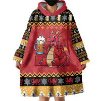 Carmarthenshire Wales Christmas Wearable Blanket Hoodie Funny Welsh Red Dragon Beer Xmas - Wonder Print Shop