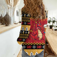 Carmarthenshire Wales Christmas Women Casual Shirt Funny Welsh Red Dragon Beer Xmas - Wonder Print Shop