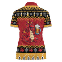 Carmarthenshire Wales Christmas Women Polo Shirt Funny Welsh Red Dragon Beer Xmas - Wonder Print Shop