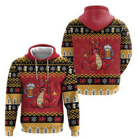 Carmarthenshire Wales Christmas Zip Hoodie Funny Welsh Red Dragon Beer Xmas - Wonder Print Shop