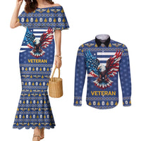 US Navy 250th Anniversary Veteran Couples Matching Mermaid Dress and Long Sleeve Button Shirt - Wonder Print Shop