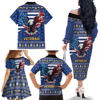 US Navy 250th Anniversary Veteran Family Matching Off The Shoulder Long Sleeve Dress and Hawaiian Shirt - Wonder Print Shop