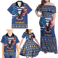 US Navy 250th Anniversary Veteran Family Matching Off Shoulder Maxi Dress and Hawaiian Shirt - Wonder Print Shop