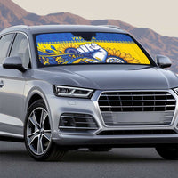 Ukraine Sunflowers Hand Auto Sun Shade with Ukrainian Folk Pattern - Wonder Print Shop