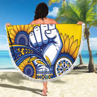 Ukraine Sunflowers Hand Beach Blanket with Ukrainian Folk Pattern - Wonder Print Shop