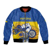 Ukraine Sunflowers Hand Bomber Jacket with Ukrainian Folk Pattern - Wonder Print Shop
