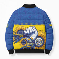 Ukraine Sunflowers Hand Bomber Puffer Jacket with Ukrainian Folk Pattern - Wonder Print Shop