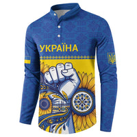 Ukraine Sunflowers Hand Button Sweatshirt with Ukrainian Folk Pattern - Wonder Print Shop