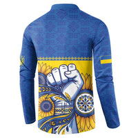 Ukraine Sunflowers Hand Button Sweatshirt with Ukrainian Folk Pattern - Wonder Print Shop